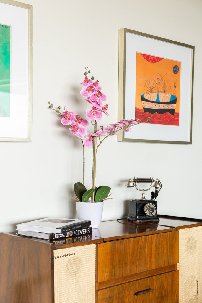 Orquide morada con macetero 75 cm